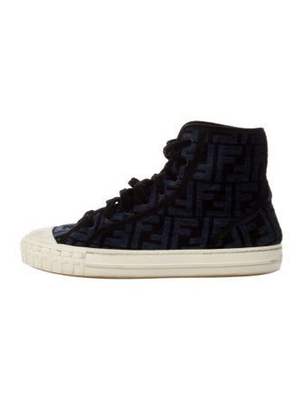 Fendi Zucca FF Logo Velvet Sneakers