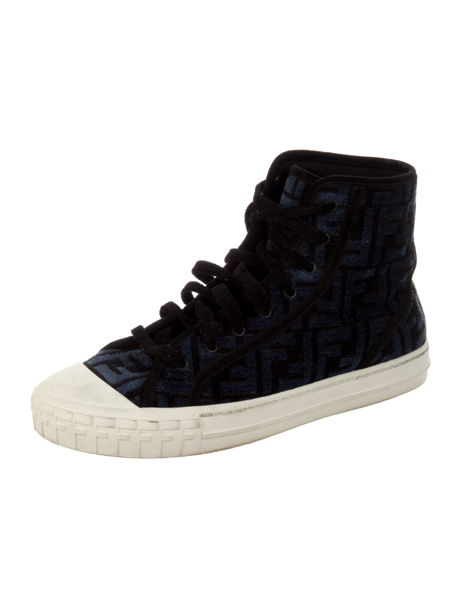 Fendi Zucca FF Logo Velvet Sneakers
