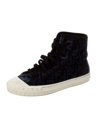 Fendi Zucca FF Logo Velvet Sneakers