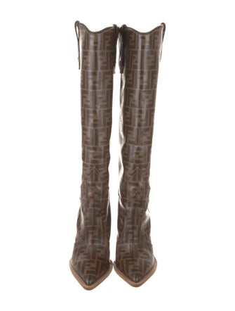 Fendi Zucca FF Logo Leather Boots