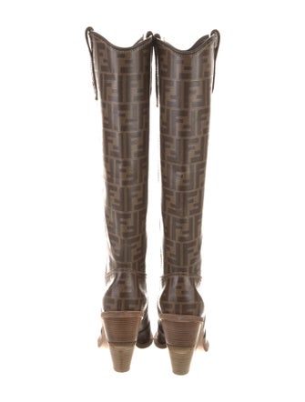 Fendi Zucca FF Logo Leather Boots