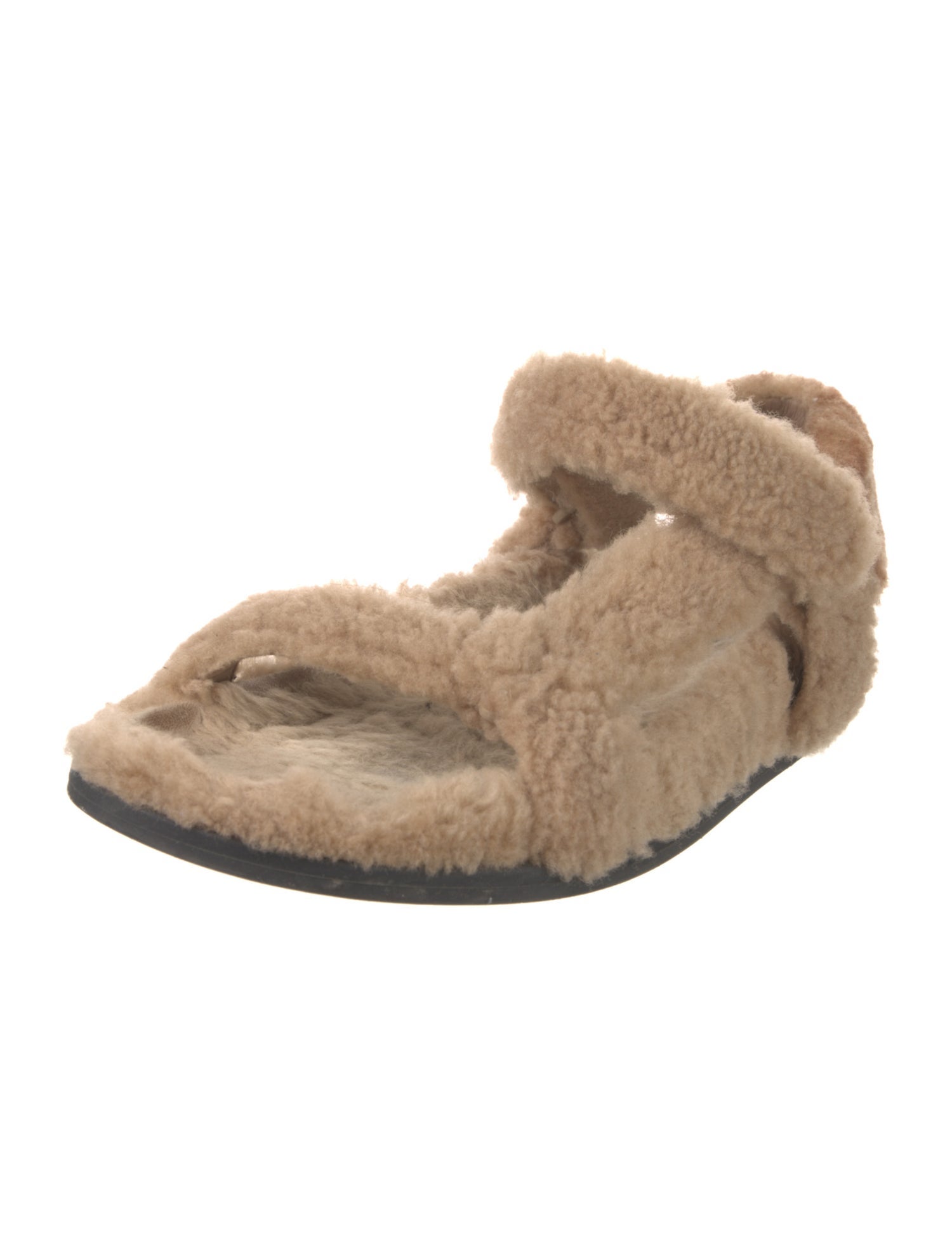 Fendi Zucca FF Logo Shearling Sandals