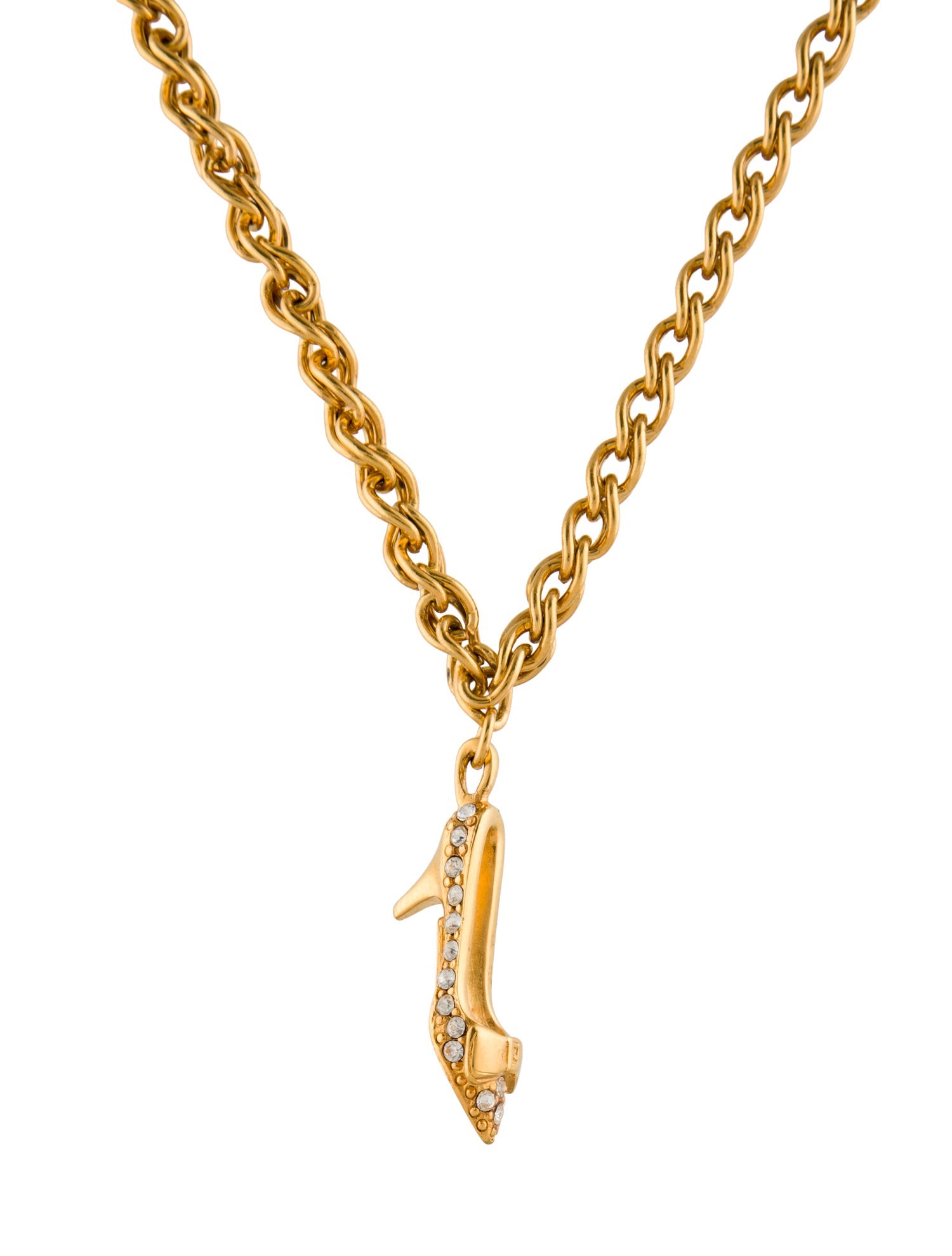 Fendi Vintage Crystal High Heel Pendant Necklace