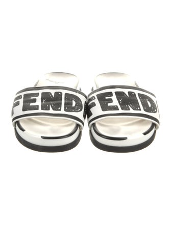 Fendi Leather Graphic Print Slides