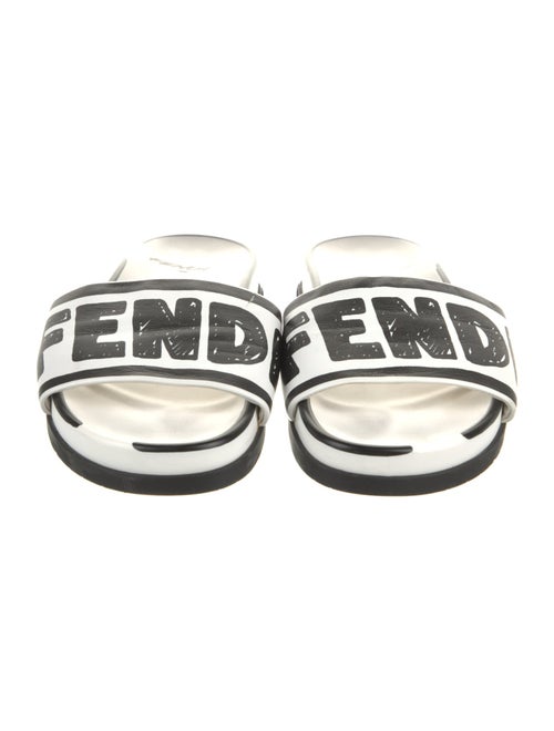 Fendi Leather Graphic Print Slides