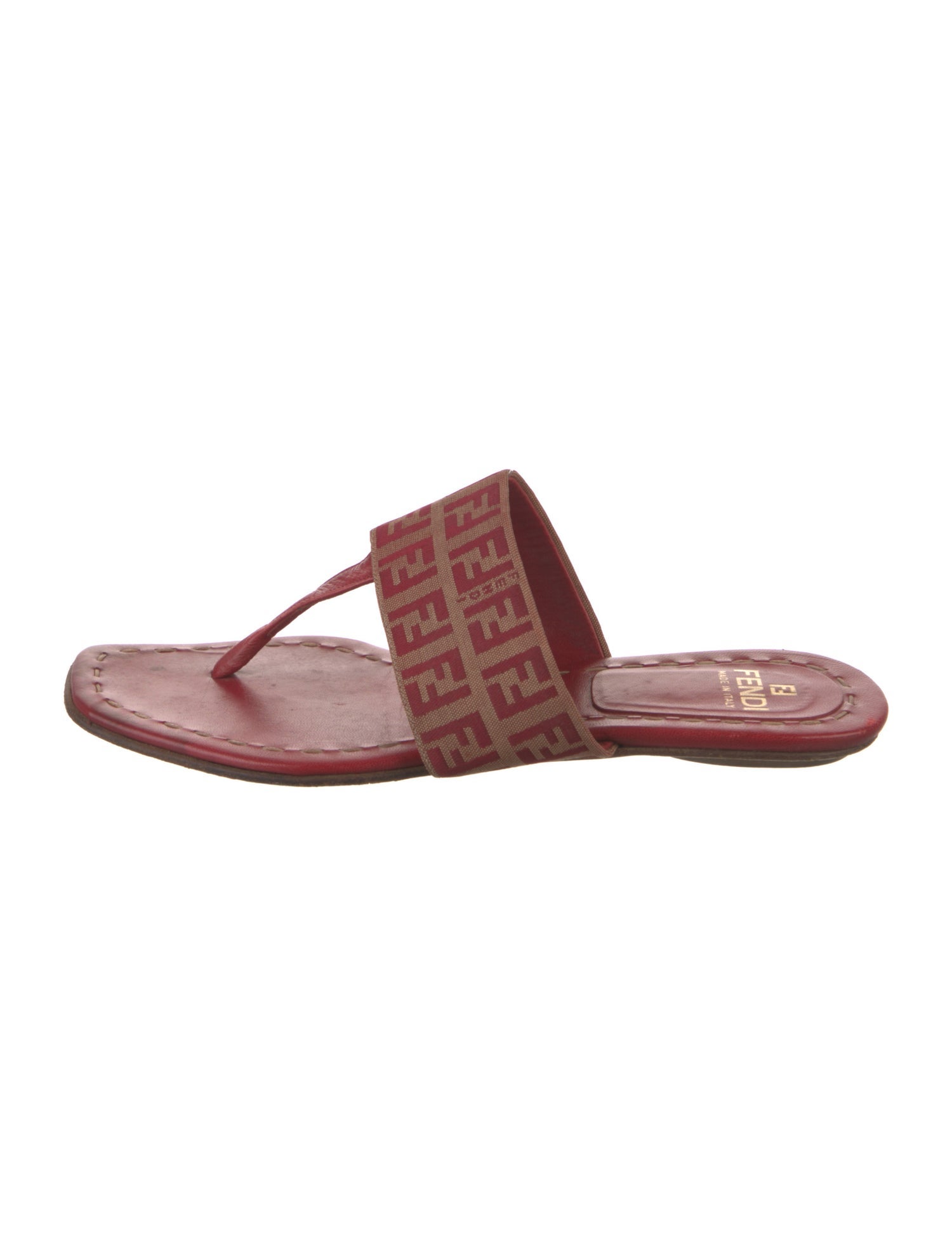 Fendi Leather Printed Slides