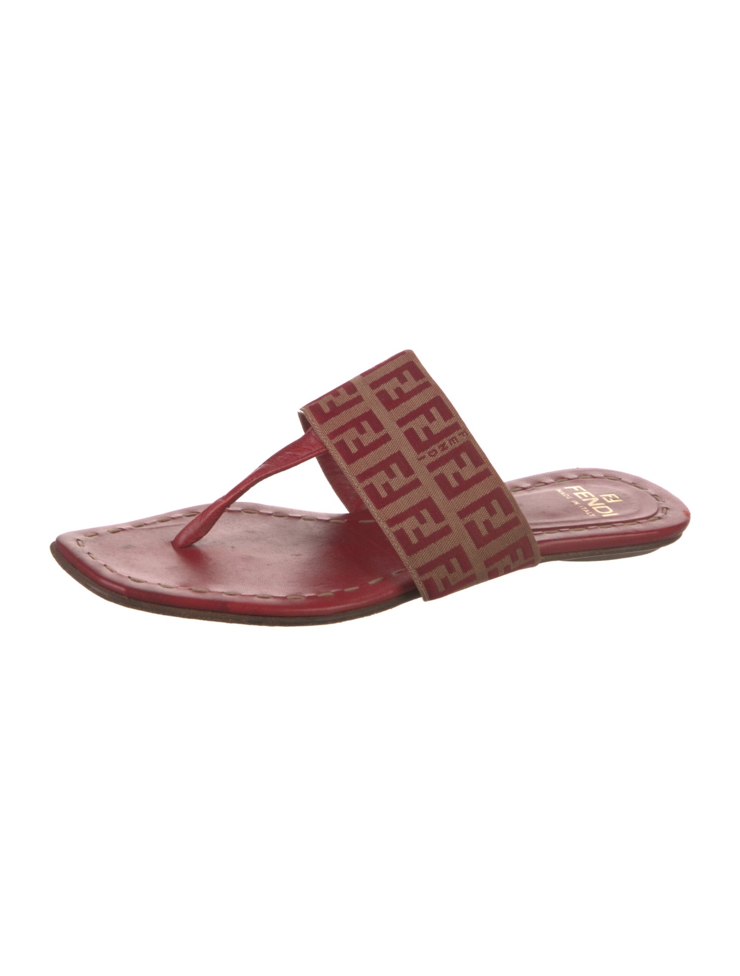 Fendi Leather Printed Slides