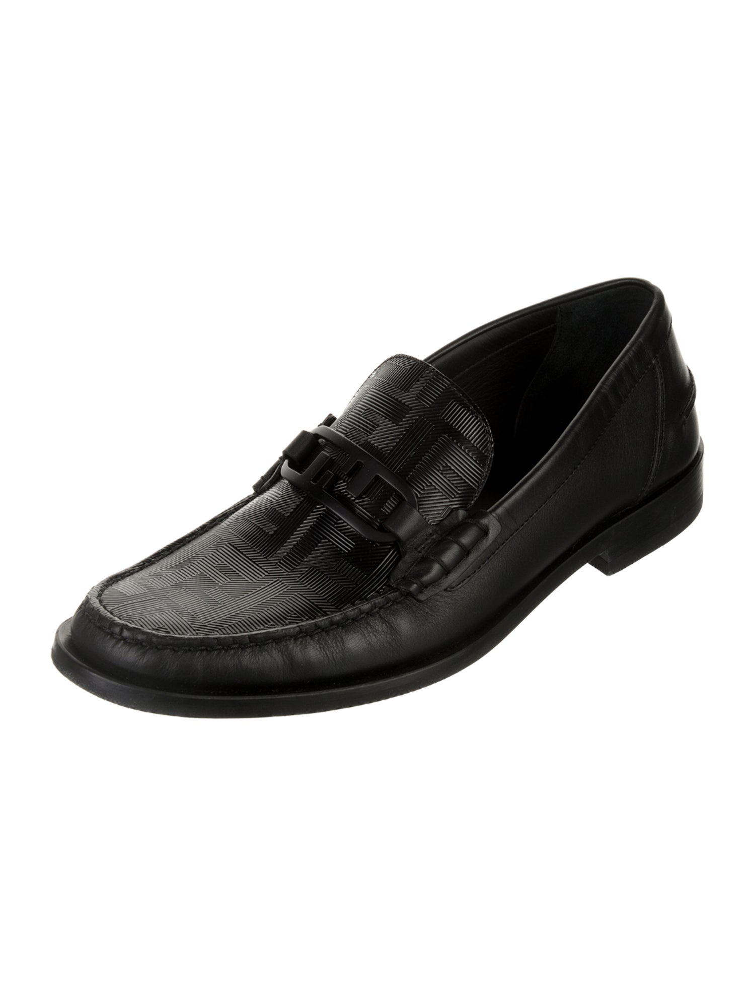 Fendi Zucca FF Logo Leather Dress Loafers
