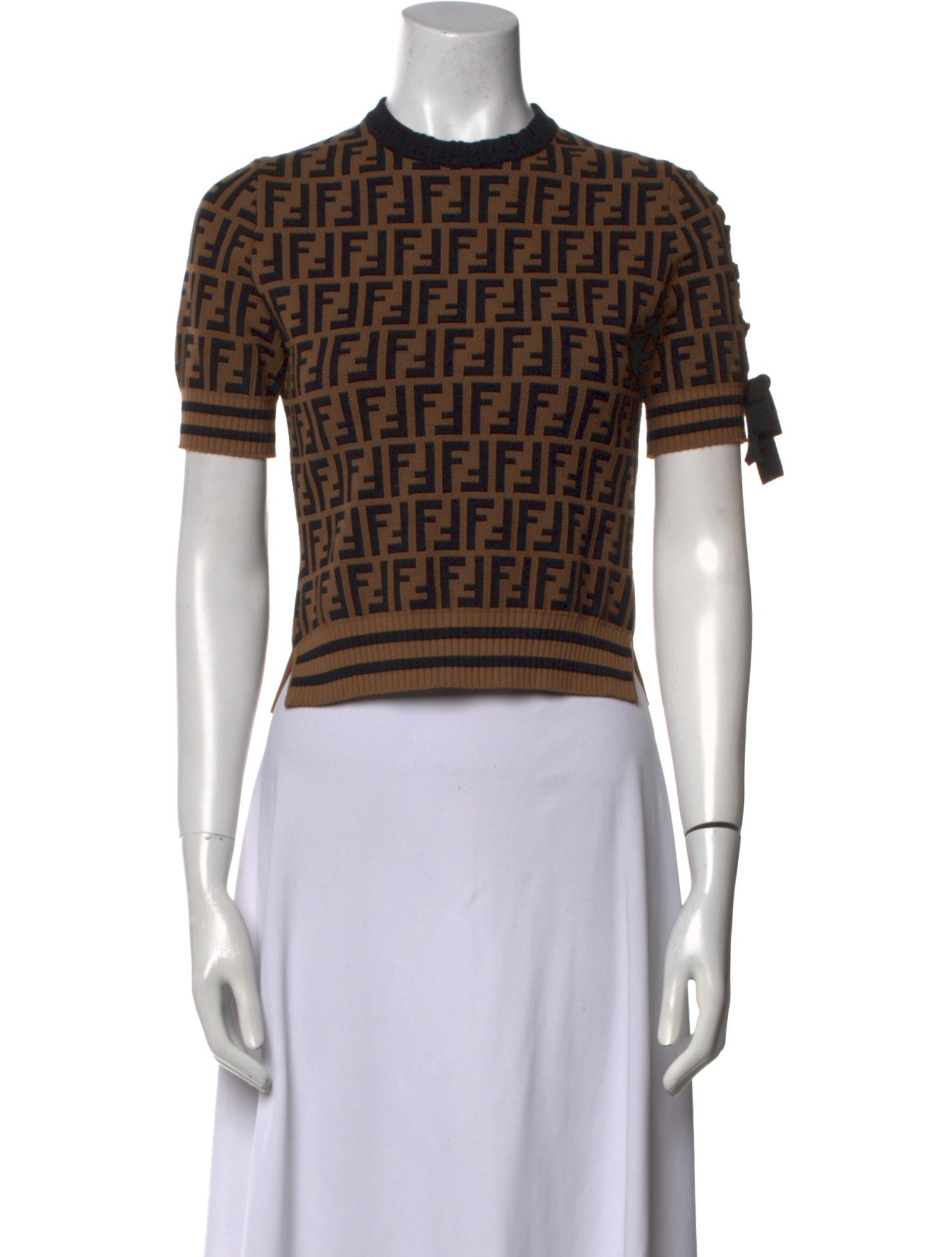 Fendi Printed Mock Neck Crop Top