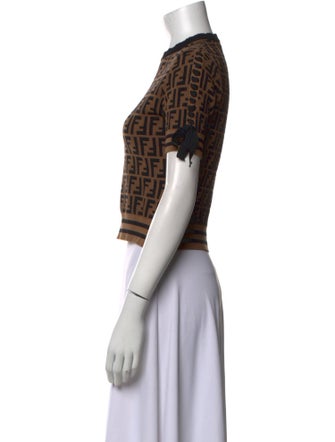 Fendi Printed Mock Neck Crop Top