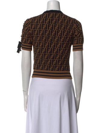 Fendi Printed Mock Neck Crop Top