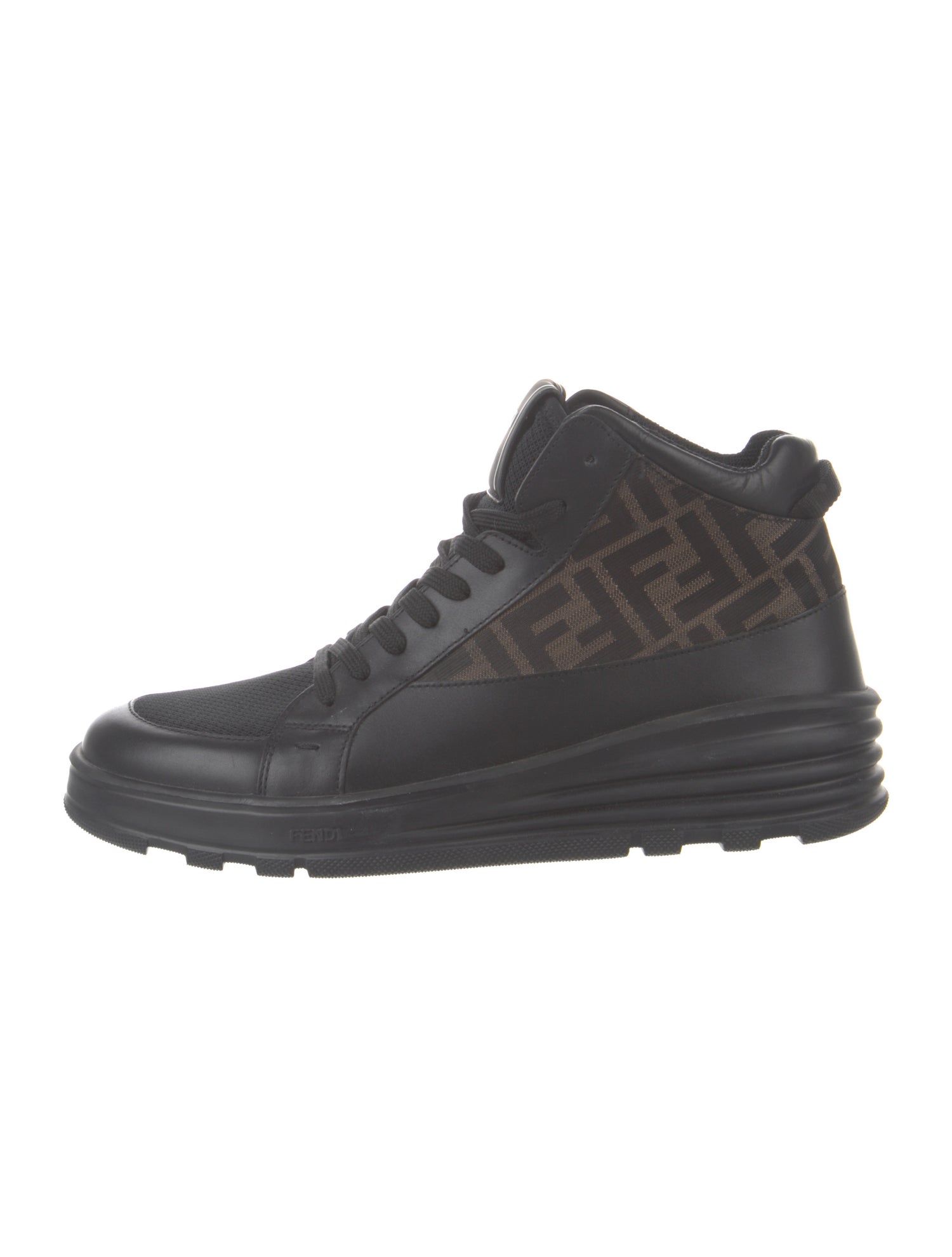 Fendi Zucca FF Logo Leather Lace-Up Boots