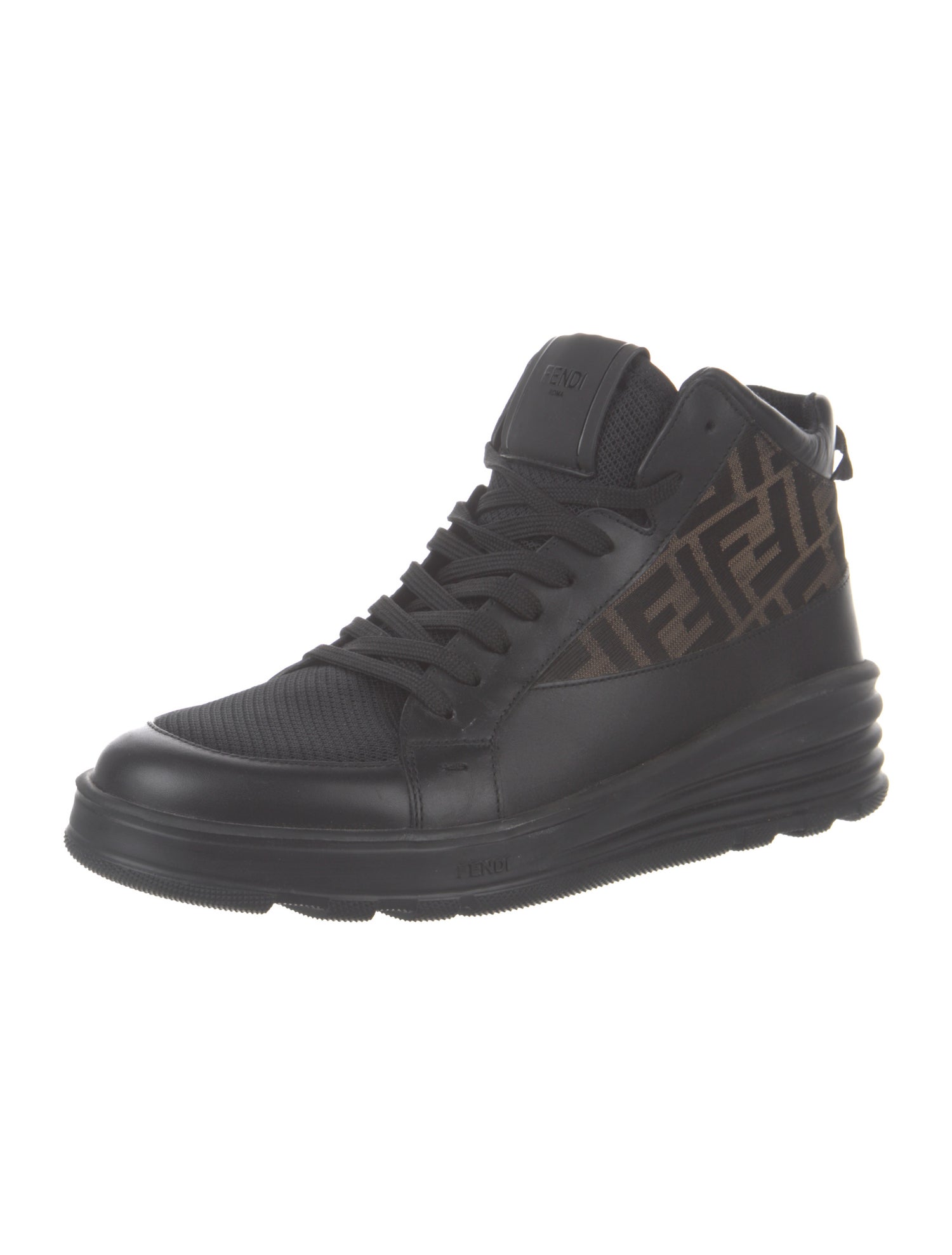 Fendi Zucca FF Logo Leather Lace-Up Boots