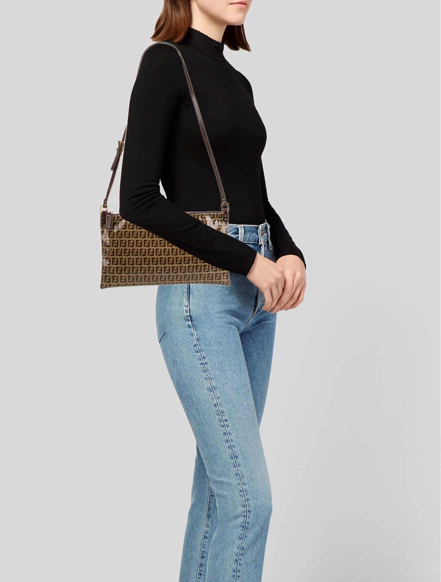 Fendi Zucchino FF Shoulder Bag Vintage