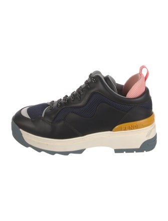 Fendi Leather Colorblock Pattern Chunky Sneakers