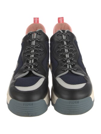 Fendi Leather Colorblock Pattern Chunky Sneakers