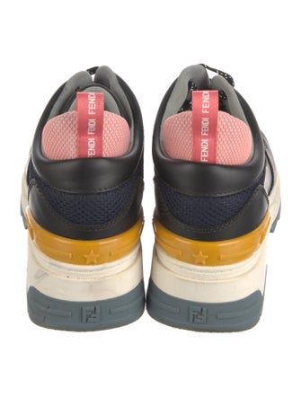 Fendi Leather Colorblock Pattern Chunky Sneakers