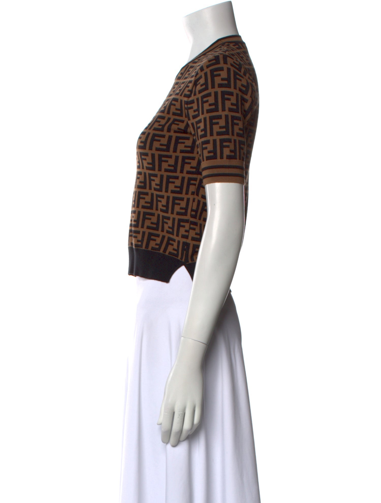 Fendi Printed Crew Neck Crop Top