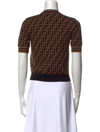 Fendi Printed Crew Neck Crop Top