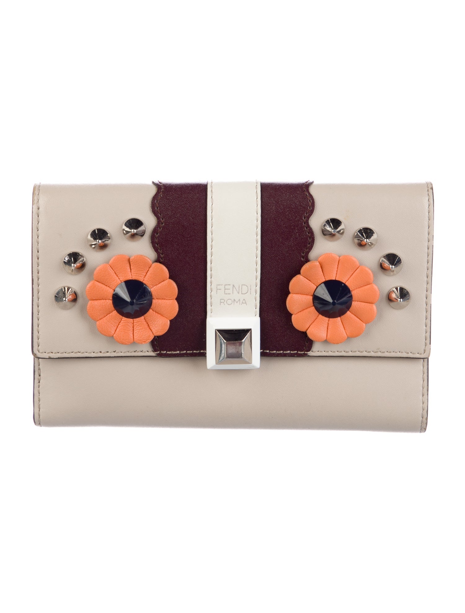 Fendi Faces Motif Leather Trifold Wallet