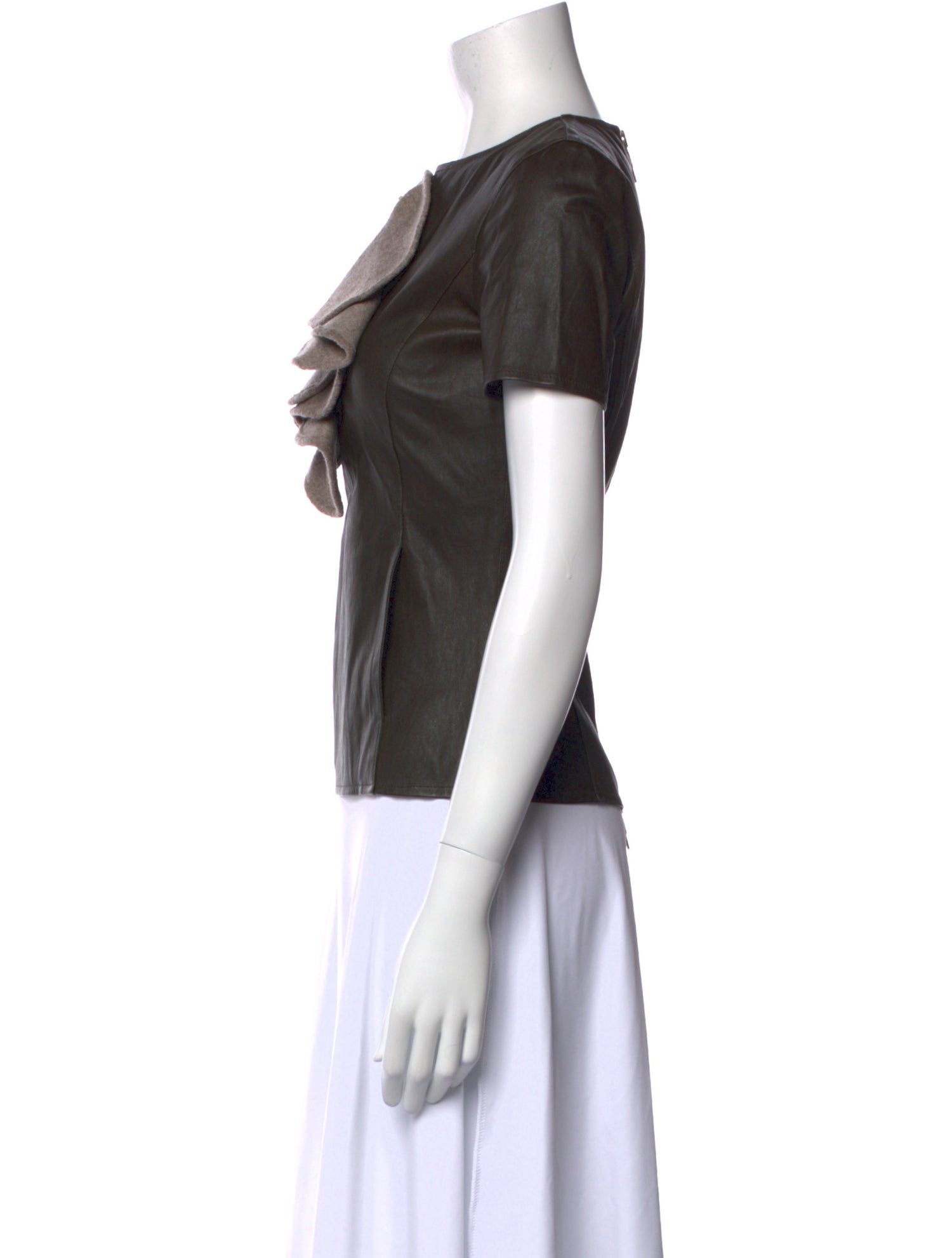 Fendi Leather Crew Neck T-Shirt