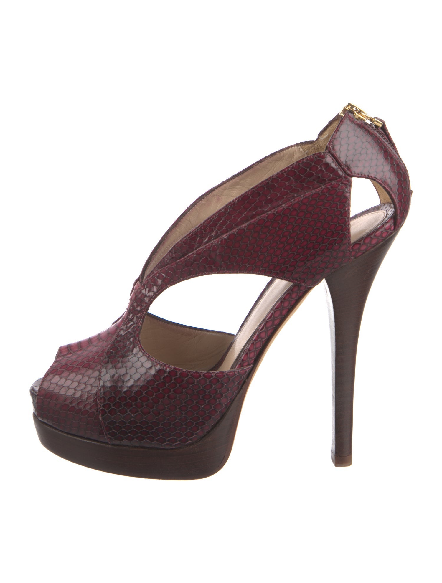Fendi Snakeskin Animal Print T-Strap Pumps