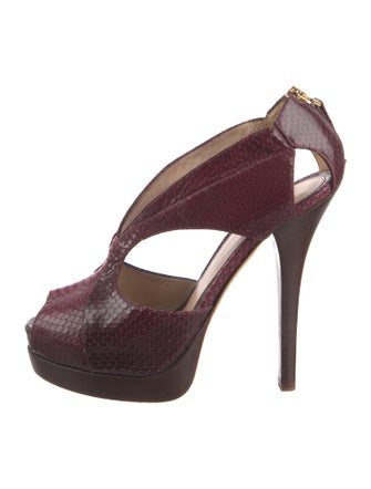 Fendi Snakeskin Animal Print T-Strap Pumps
