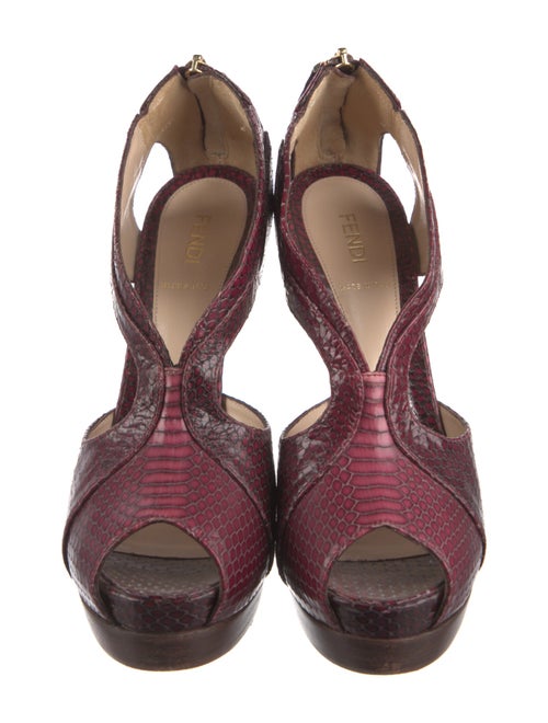 Fendi Snakeskin Animal Print T-Strap Pumps