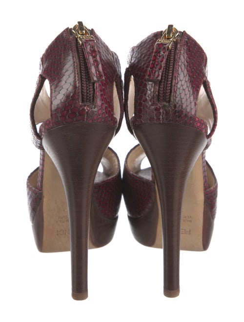 Fendi Snakeskin Animal Print T-Strap Pumps