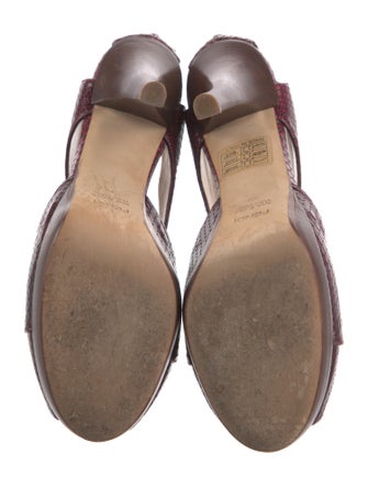 Fendi Snakeskin Animal Print T-Strap Pumps