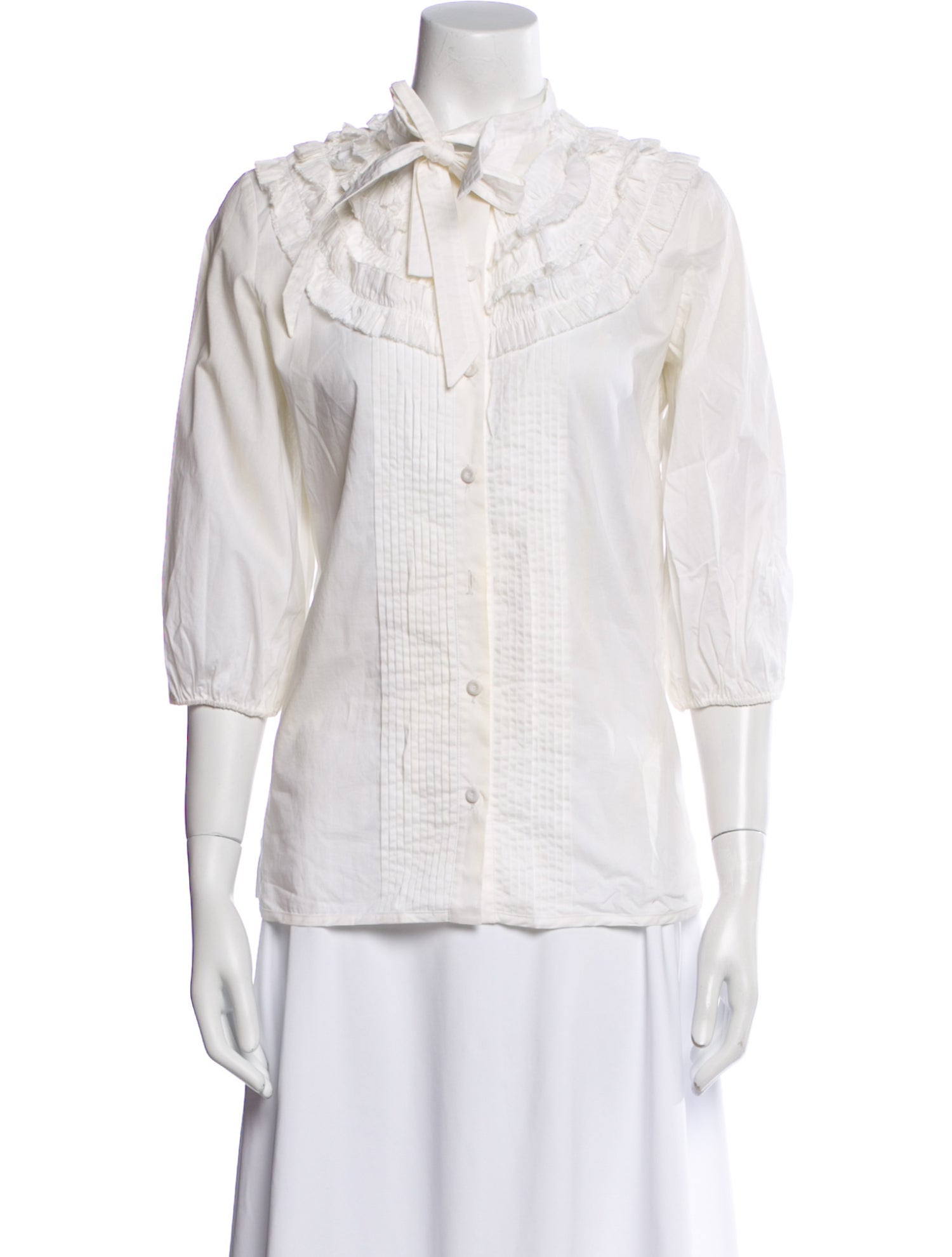 Fendi Three-Quarter Sleeve Button-Up Top