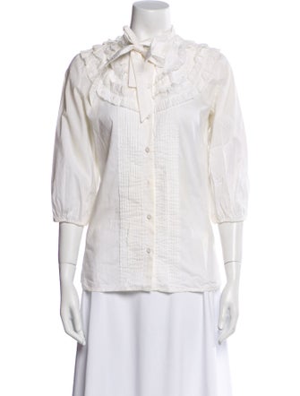 Fendi Three-Quarter Sleeve Button-Up Top