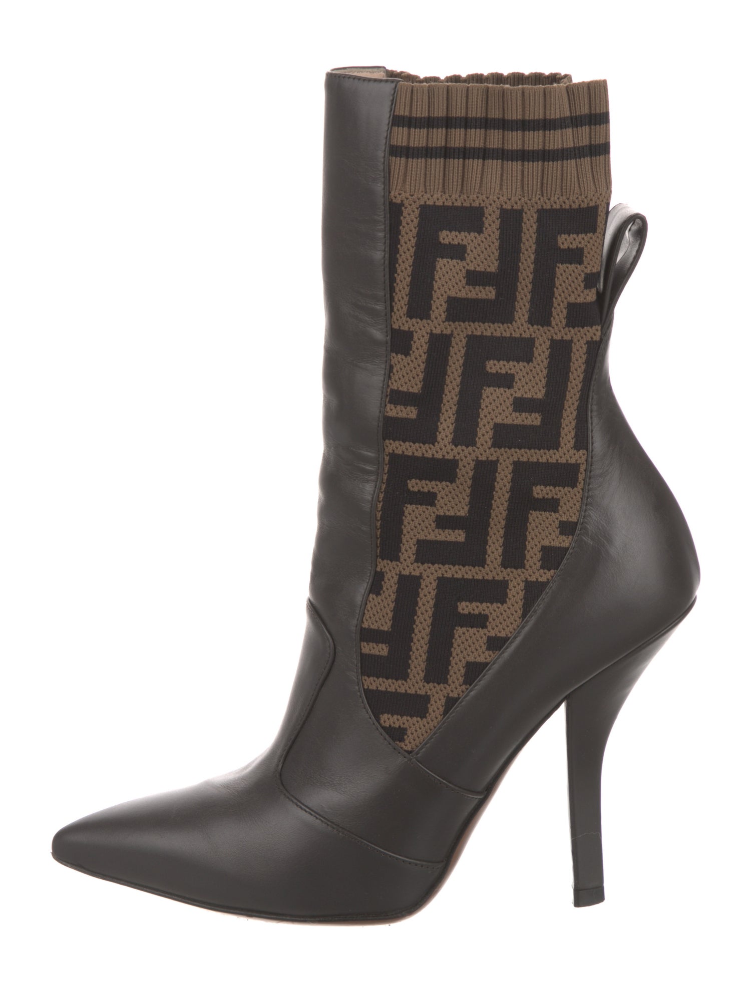 Fendi Zucca FF Logo Leather Sock Boots