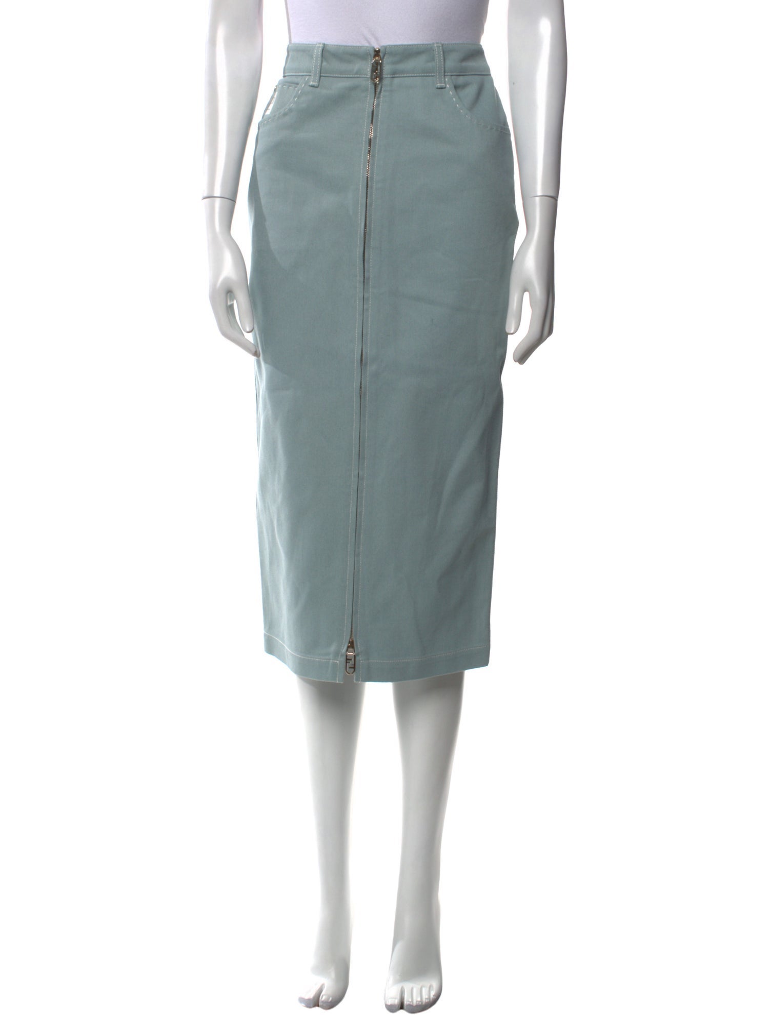 Fendi Whipstitch Trim Midi Length Skirt