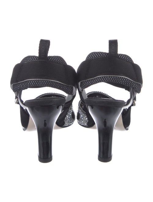 Fendi Zucca FF Logo Crystal Embellishments Slingback Pumps