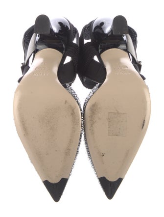 Fendi Zucca FF Logo Crystal Embellishments Slingback Pumps