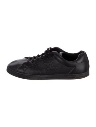Fendi Karligraphy Accent Leather Sneakers