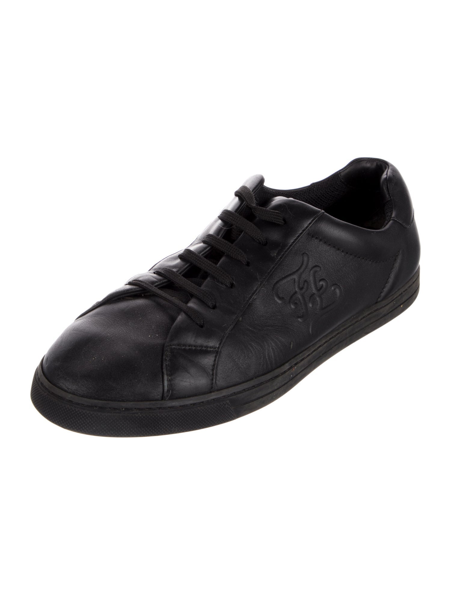 Fendi Karligraphy Accent Leather Sneakers