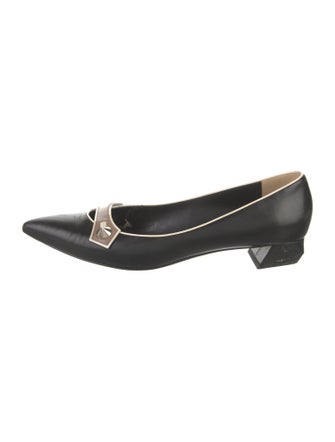 Fendi Leather Studded Accents Ballet Flats