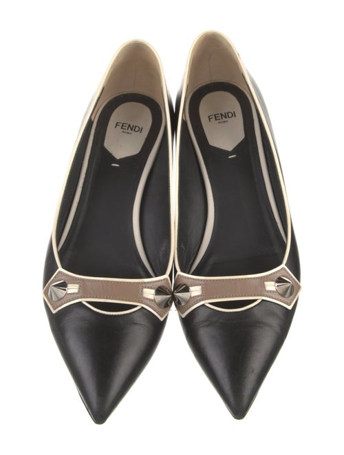 Fendi Leather Studded Accents Ballet Flats