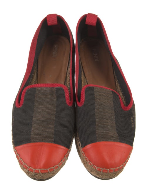 Fendi Pequin Pattern Grosgrain Trim Espadrilles