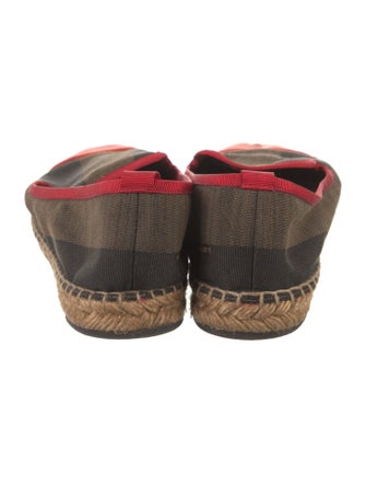 Fendi Pequin Pattern Grosgrain Trim Espadrilles