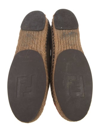 Fendi Pequin Pattern Grosgrain Trim Espadrilles
