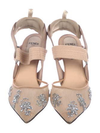 Fendi Mesh Slingback Pumps