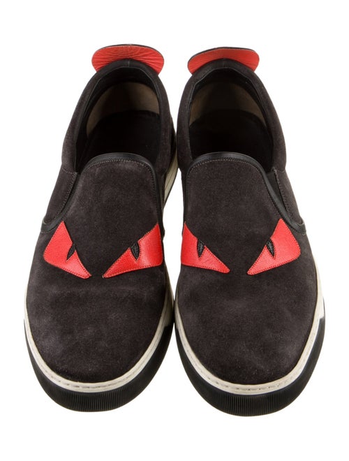 Fendi Monsters Motif Suede Sneakers