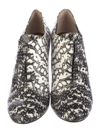 Fendi Snakeskin Animal Print Lace-Up Boots