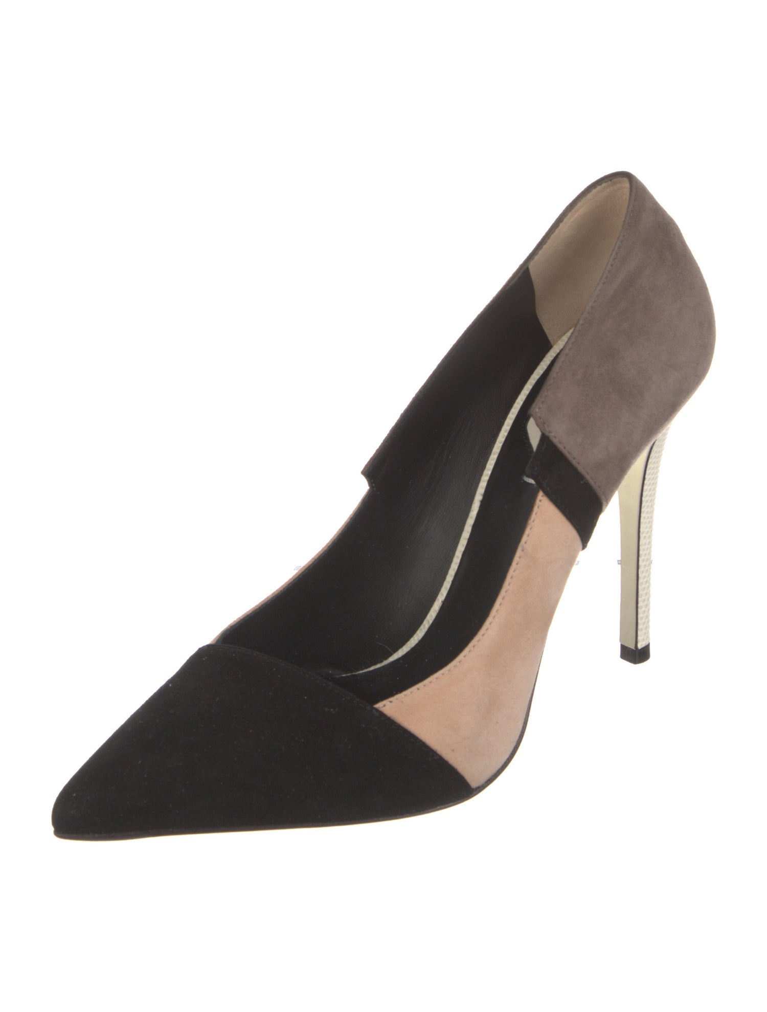 Fendi Suede Colorblock Pattern Pumps