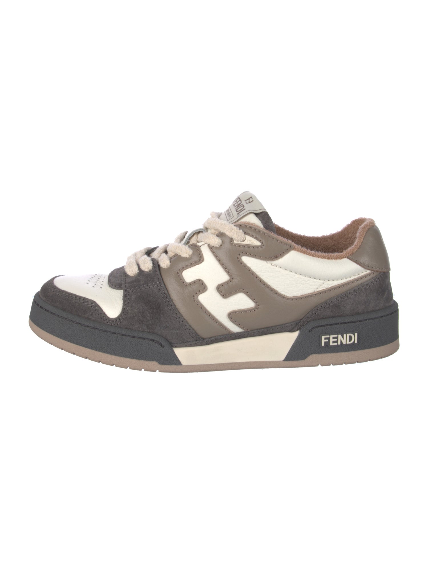 Fendi Leather Colorblock Pattern Sneakers
