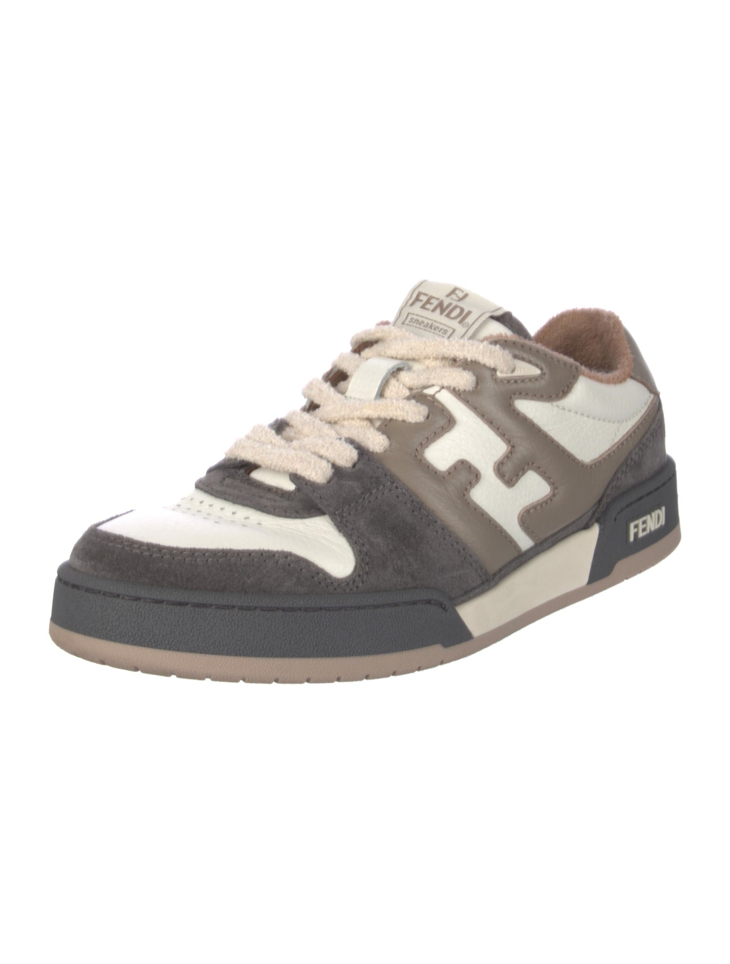 Fendi Leather Colorblock Pattern Sneakers