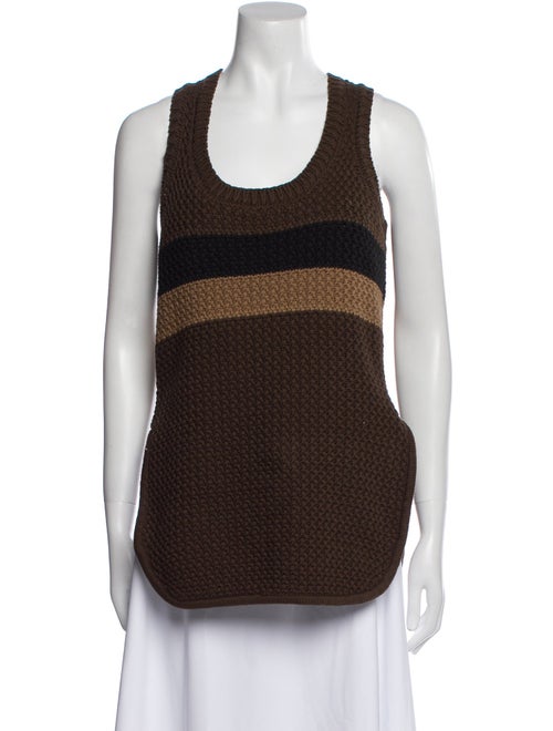 Fendi Striped Scoop Neck Top